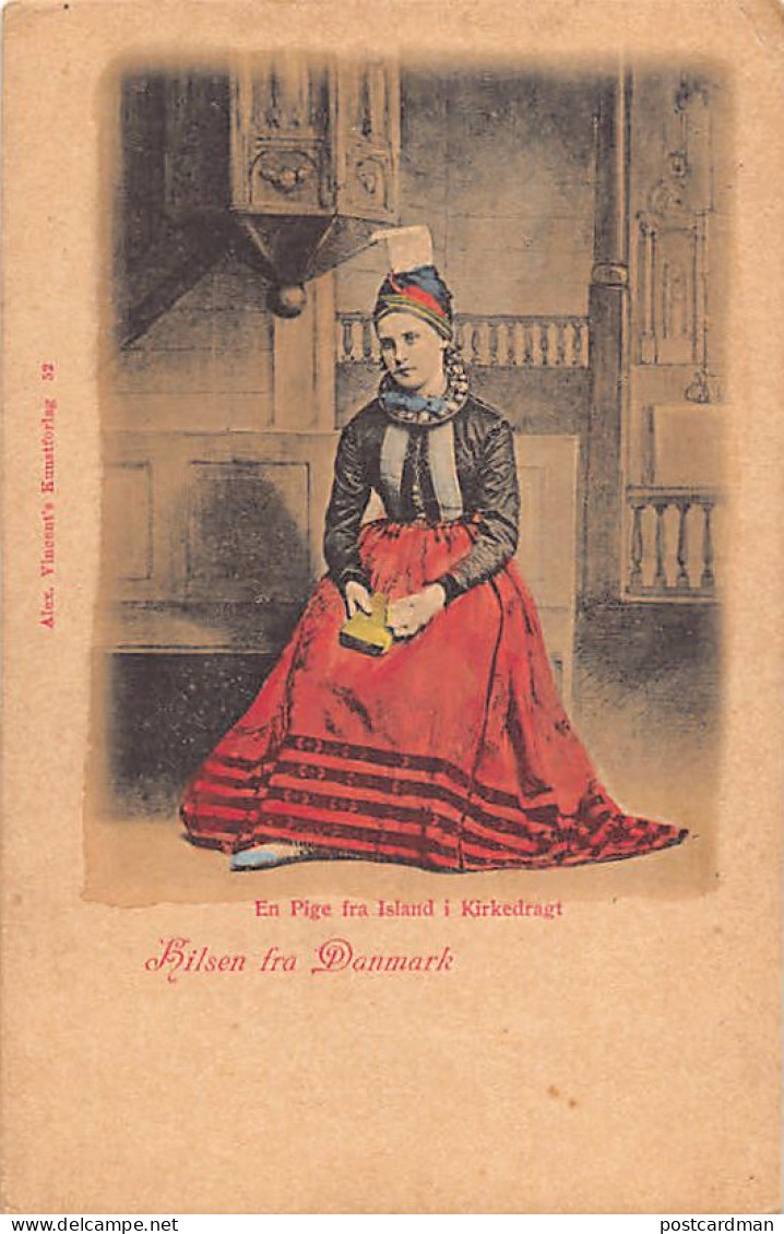 ÍSLAND Iceland - En Pige fra Island i Kirkedragt
