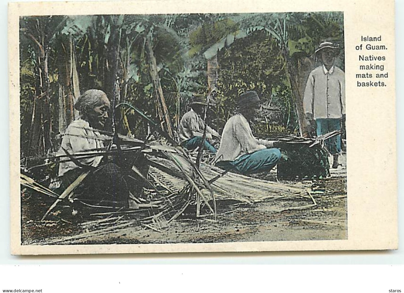 Island of GUAM - Natives making mats ans baskets