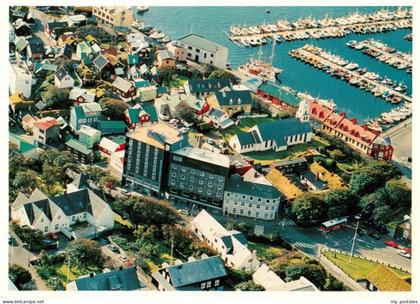 Torshavn Faroe Islands DK Fliegeraufnahme Hafen Marina Altstadt Hotel-Hafnia bun