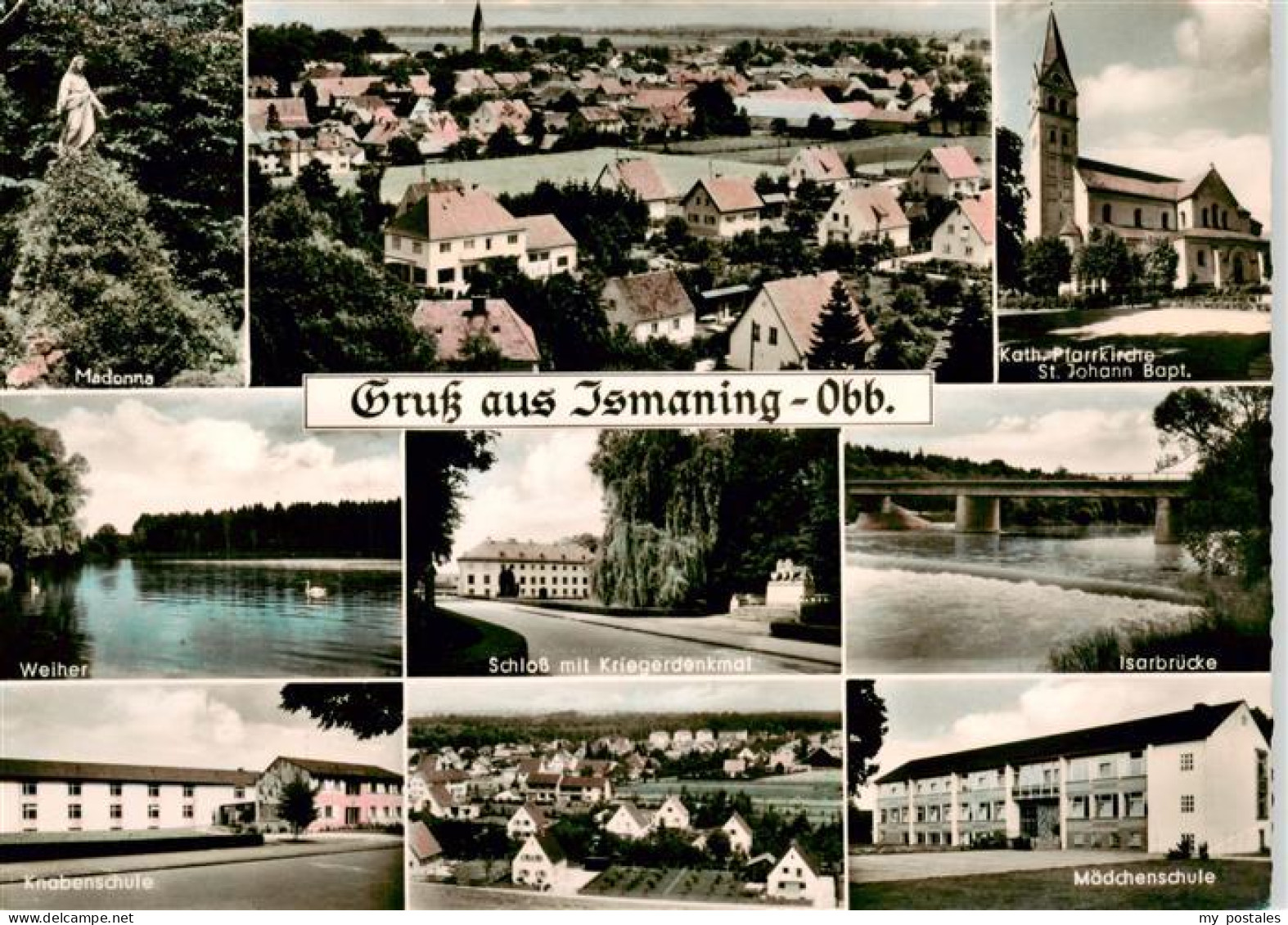 Ismaning Panorama Madonna Kath Pfarrkirche St Johann Paptist Weiher Schloss mit