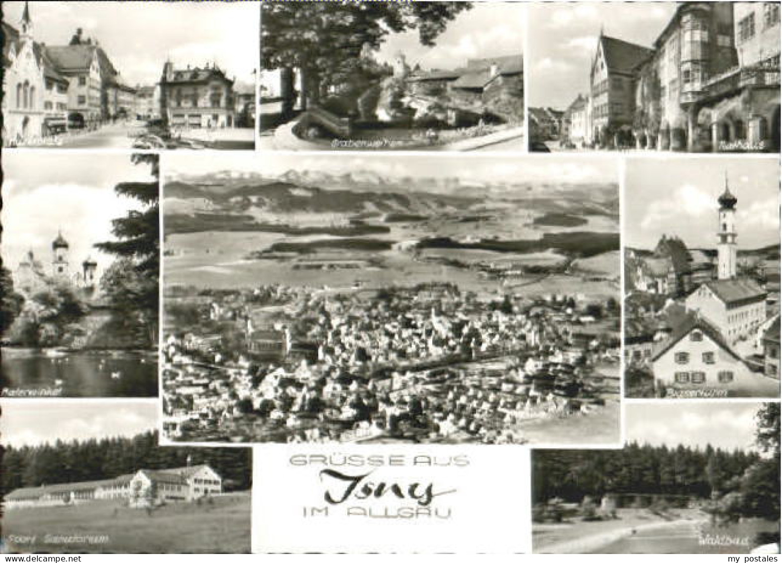 Isny Allgaeu Isny Marktplatz Weiher Rathaus Turm Bad Sanatorium