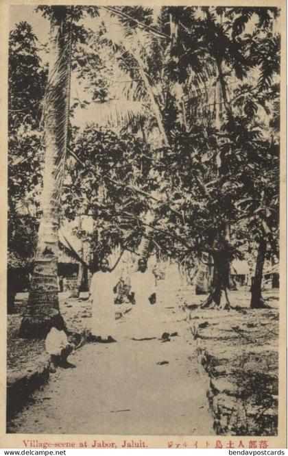 Marshall Islands, Jaluit Atoll, Village Scene Jabor (1910s) Micronesia Postcard