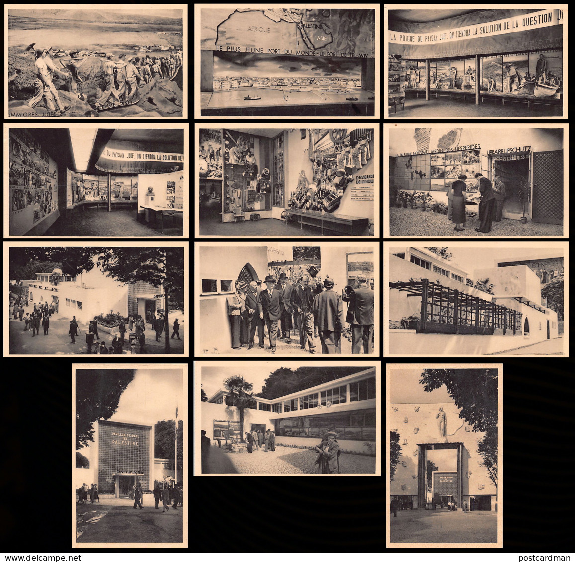 Israel - The Israel in Palestine Pavilion at the 1937 Paris International Exhibition - Series of 12 postcards - Publ. Li