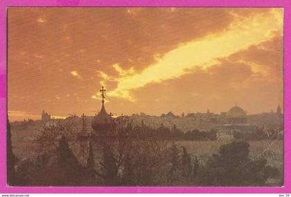289043 / Israel - Jerusalem - Sunset Partial view Church , city , house , building PC Israele postcard