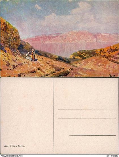 Dead Sea (Totes Meer) Salzmeer Totes Meer Israel Künstlerkarte 1918