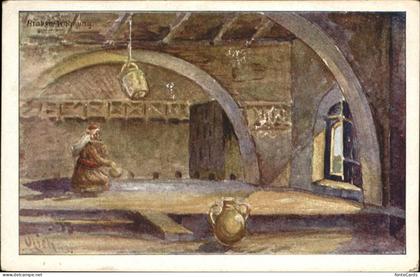 Palaestina Inneres einer Arbaberwohnung in Kana Kuenstlerkarte