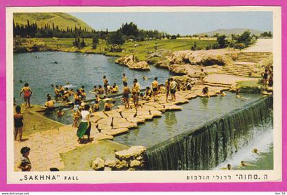 289049 / Israel - The "Sakhna" fall, people in bathing suits Gilboa Mountains PC 5424  Israele postcard