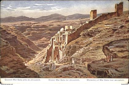 Mar Saba Kloster Couvent Jerusalem Monastery Kuenstler F. Perlberg