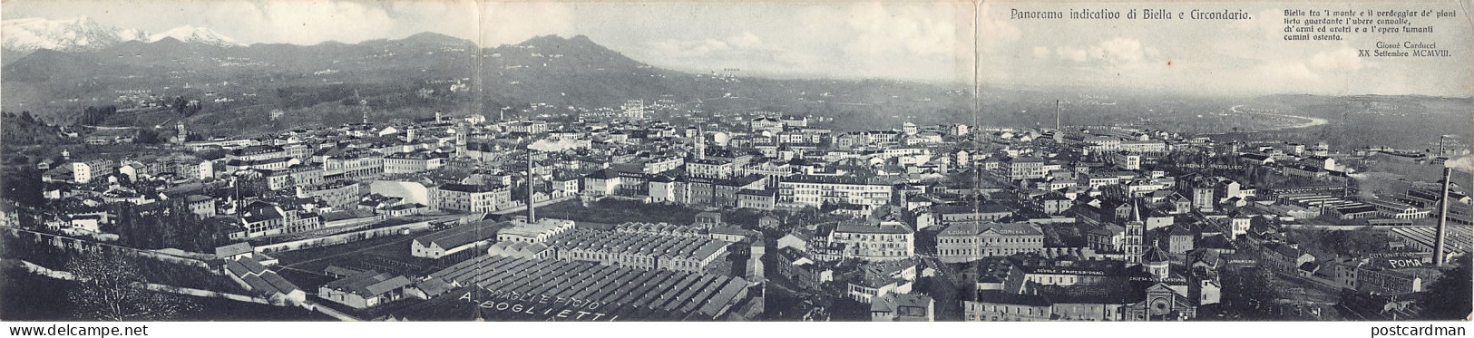 Italia - BIELLA - Panorama indicativo di Biella e Circandaria - TRIPLA CARTOLINA