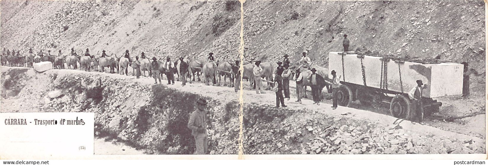 Italia - CARRARA - Trasporto di marmi - DOPPIA CARTOLINA