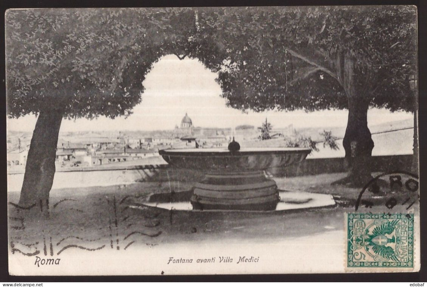 Italia, cartolina panorama dalla Villa Medici di Roma viaggiata per l'Argentina   -HV15
