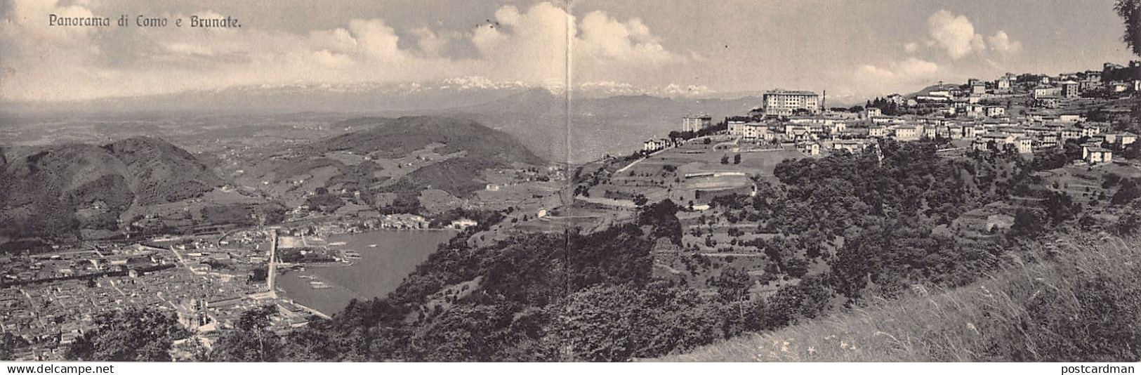 Italia - COMO - Panorama di Como e Brunate - CARTOLINA DOPPIA