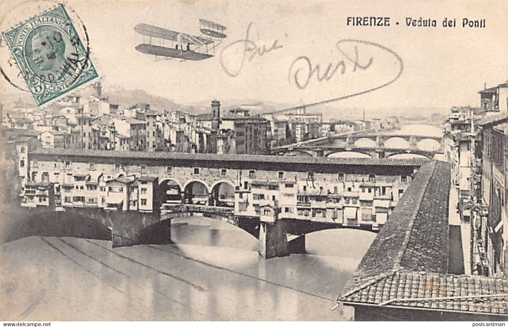 Italia - FIRENZE - Aeroplano - Veduta dei Ponti