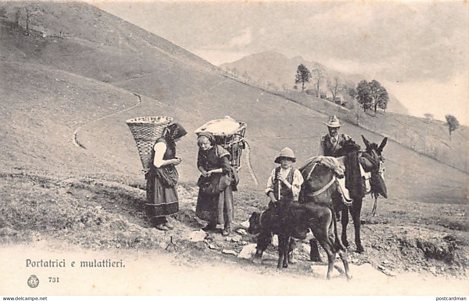 Italia - Lombardia - Portatrici e mulattieri - Ed. Brunner & C., Como