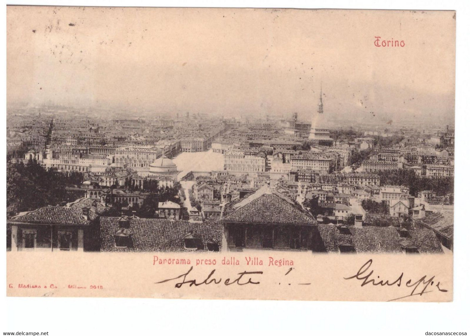 ITALIA - PIEMONTE - CARTOLINA - TORINO - PANORAMA PRESO DALLA VILLA REGINA - VIAGGIATA -