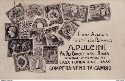 #ROMA: A. PULCINI- AG. FILATELICA ROMANA- CART. VARI FRANCOBOLLI MONDIALI RIPROD