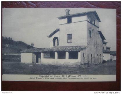 Roma - Esposizioni Roma 1911 (Piazza d´Armi): ascoli Piceno - Una casa colonica con l´allevamenti dei bachi da seta