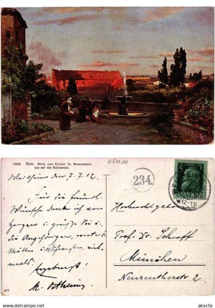 CPA ROMA Blick vom Kloster St Bonaventura aus das Kolosseum ITALY (550937)