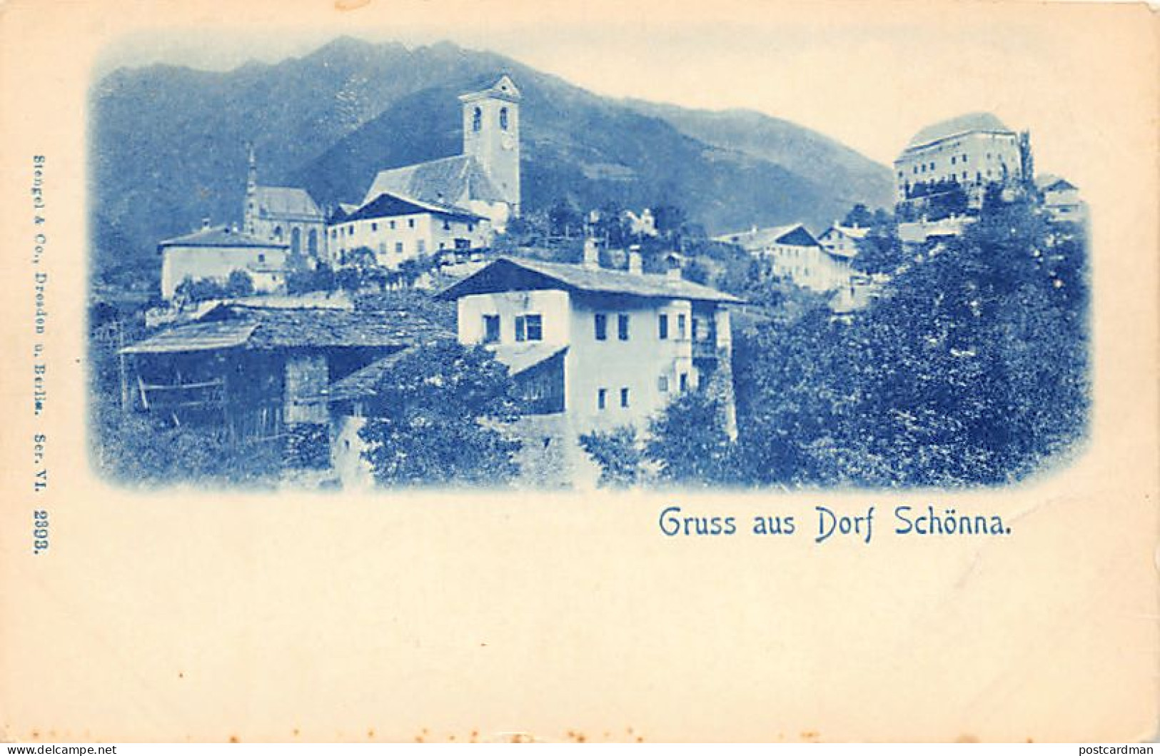 Italia - Schloss Schönna (TN) Gruss aus Dorf Schönna Italie Trentino-Alto Adige Ver. Stengel and Co. Dresden und Berlin