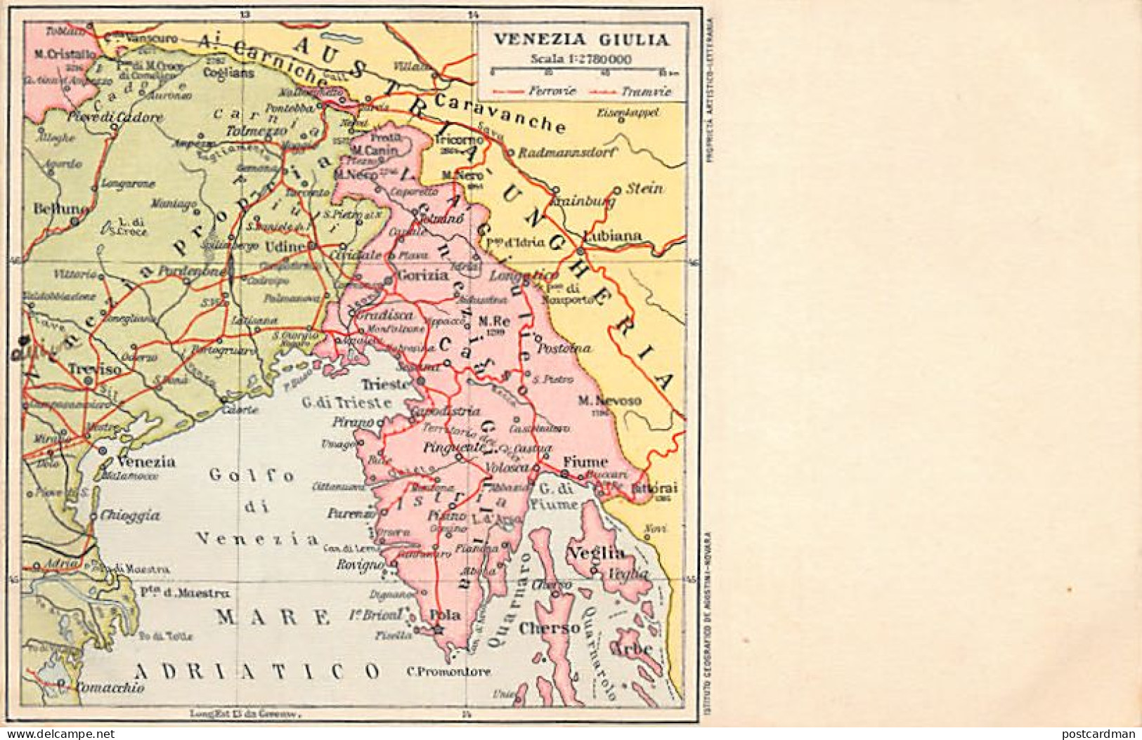 Italia - Venezia Giulia - Carta geografica della regione