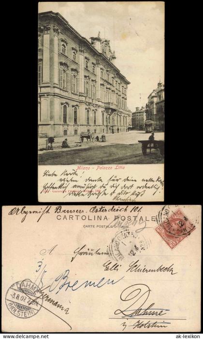 Cartolina Mailand Milano Palazzo Litta, Tram 1902