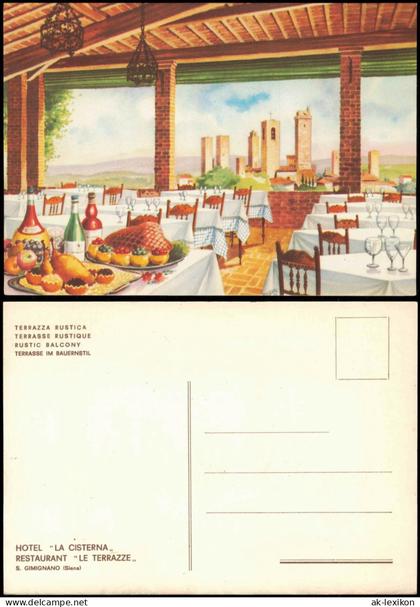 Cartolina Siena HOTEL LA CISTERNA - RESTAURANT LE TERRAZZE 1968