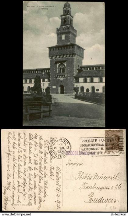 Cartoline Mailand Milano Torre Umberto I (Filarete) 1922