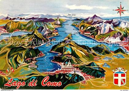 Como Lago di Como Panoramakarte