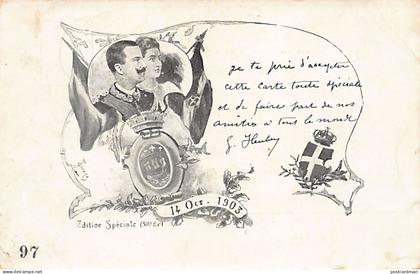 Italia - Famiglia reale italiana - Visita della coppia reale a Parigi (Francia) - 14 ottobre 1903 - Cartolina postale in