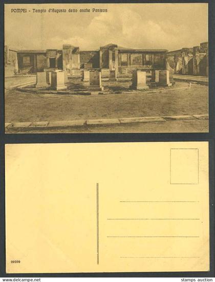 Italy Old Postcard Pompeii Pompei Ruins Templo d'Augusto Panteon Temple Pantheon