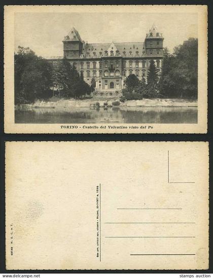 Italy TORINO Old Postcard Castello del Valentino dal Po