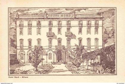MILANO Mailand IT Hotel Nord Zeichnung Kuenstlerkarte