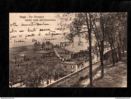 Cartolina Poppi via Morandini veduta Colle dell'ascensione