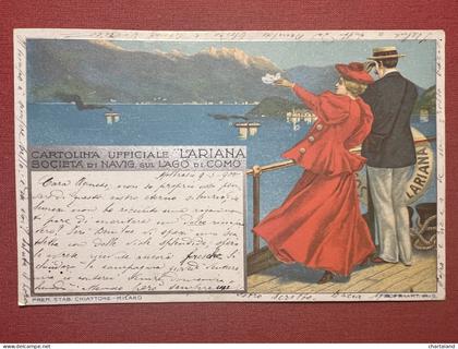 Cartolina Ufficiale Lariana - Società di Navigazione sul Lago di Como - 1900