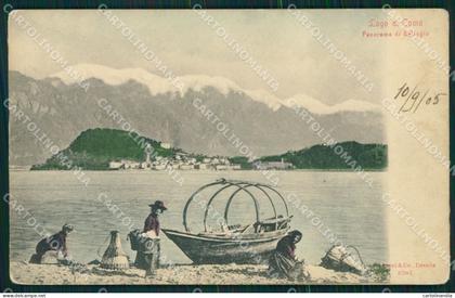 Como Bellagio Lago di Como Barca Lavandaie cartolina MT2214