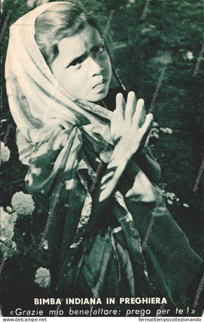 dr64 cartolina firenze,segretariato missioni estere,bimba indiana in preghiera
