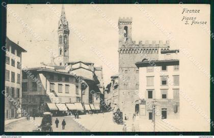 Firenze Città Piazza San Firenze PIEGHINA cartolina WX0175