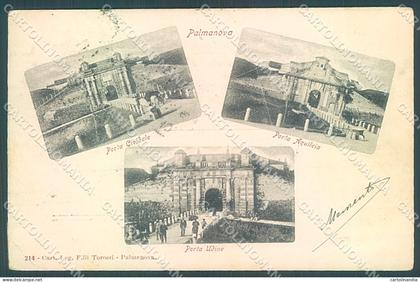 Udine Palmanova Porta Udine Cividale Aquileia PIEGHINA cartolina JK4260