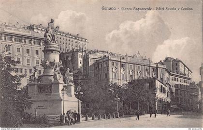 B641 Italy Genova Genoa Piazza Acquaverde Hotel Savoia e Londra vintage postcard