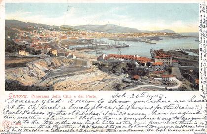 Italy 1903 Genova Genoa Citta e del Porto Harbor vintage postcard