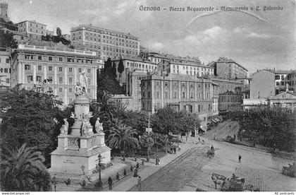 B654 Italy Genova Genoa Piazza Acquaverde Monumento e Colombo vintage postcard