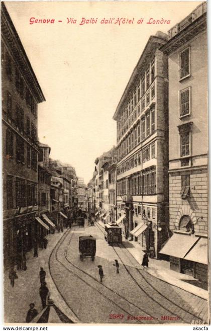 CPA GENOVA Via Balbi dall'Hotel di Londra ITALY (505942)