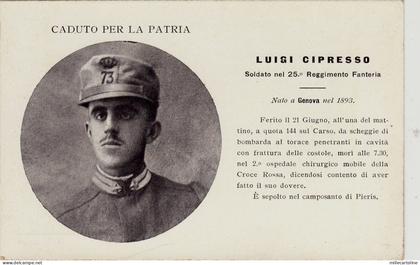 #GENOVA: LUIGI CIPRESSO- CADUTO PER LA PATRIA- nato a Genova 1893..