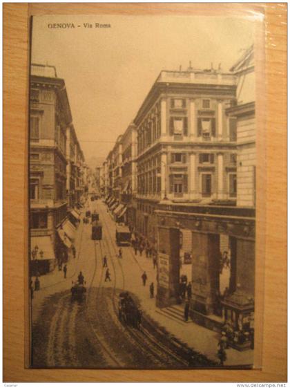ITALY Genova via Roma tranvia tranvias tramway tramways tram trams Genoa card Italia