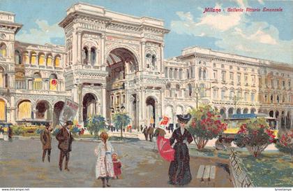 A017 Italy Milano Milan Gallery Vittorio Emanuele painting vintage postcard