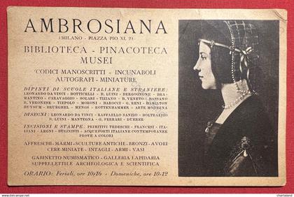 Cartolina - Ambrosiana - Biblioteca Musei - Milano - 1920 ca.