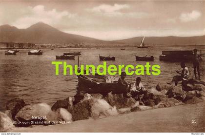 CPA CARTE DE PHOTO ITALY ITALIA NAPOLI NEAPEL NAPELS VEDUTA DEL VESUVIO DALLA SPIAGGIA
