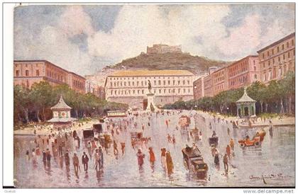 Napels / Napoli  Piazza Municipio col monumento Vittorio Emanuele