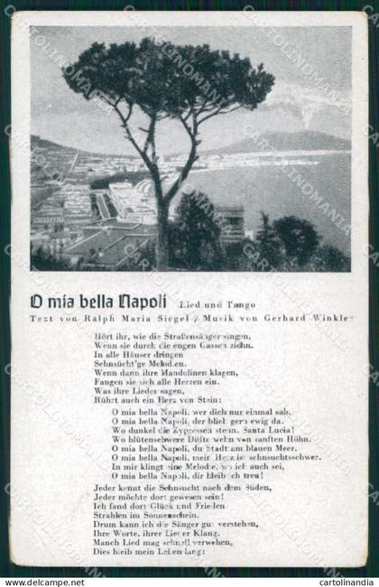Napoli Città Golfo Napoli Poesia O mia Bella Napoli PIEGHINA cartolina MX6013