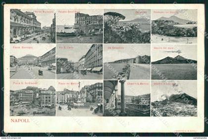 Napoli Città Piazze Vesuvio in Eruzione Via Caracciolo Richter cartolina MX4869
